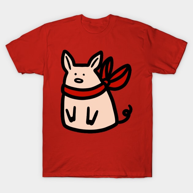 Red Ribbon Piggy T-Shirt by saradaboru